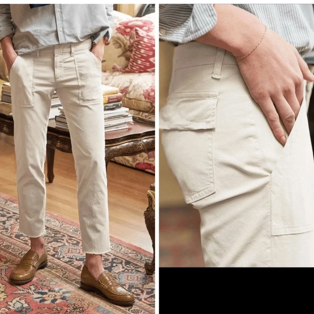 Frank & Eileen Ankle Pants in Italian Peached Tan Khaki Twill Cotton Size 6 - Picture 9 of 9